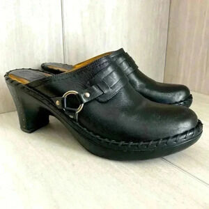 Frye Charlotte Harness Ring Mule Belted Black Leather Clogs Women’s Size…